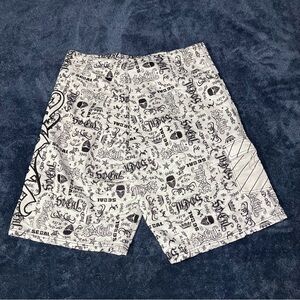Black & White Graffiti Print Shorts